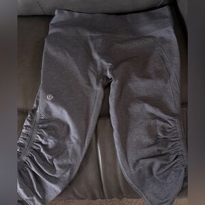 Gray Lululemon in the flow crop pants.